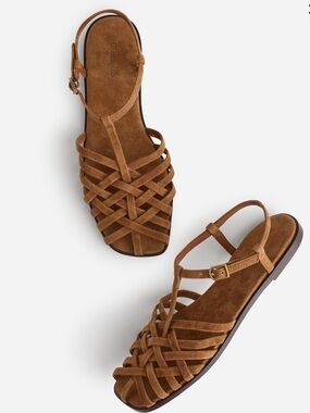 Madewell Milano Fisherman Sandals Suede Strappy Sandals in Brown